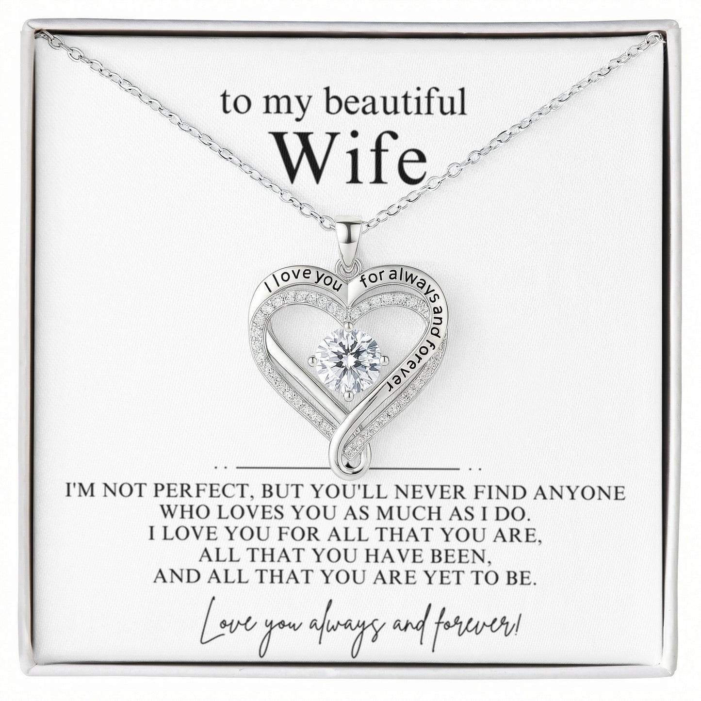 To My Wife Always & Forever Heart Necklace Gift