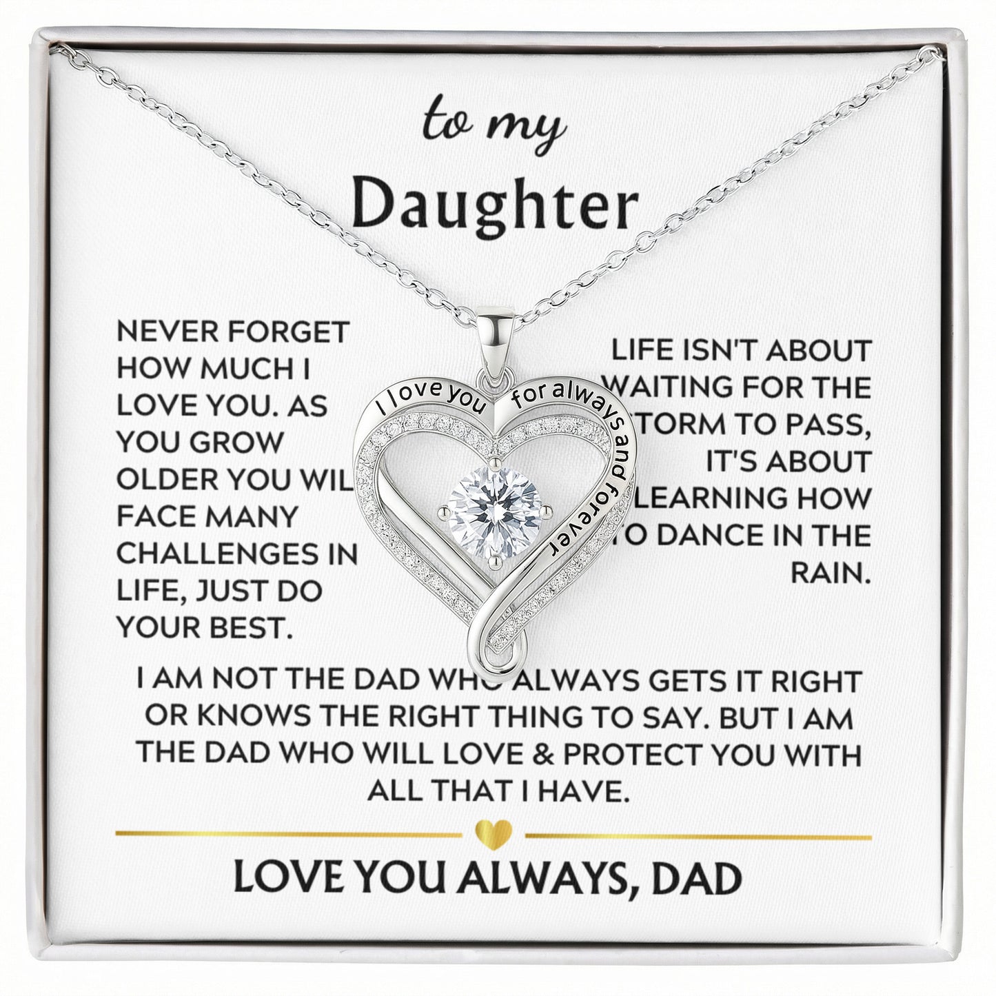 Daughter Love You Always Heart Necklace
