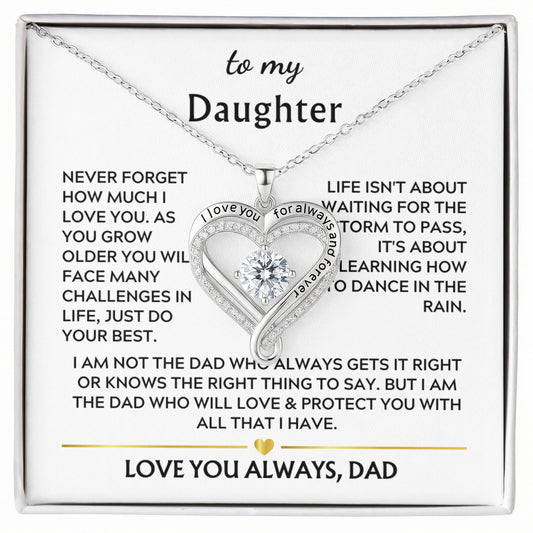 Daughter Love You Always Heart Necklace