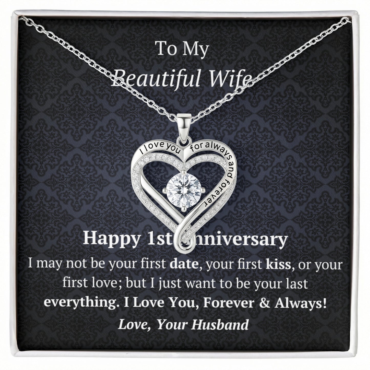Wife 1st Anniversary Love You Always Heart Necklace