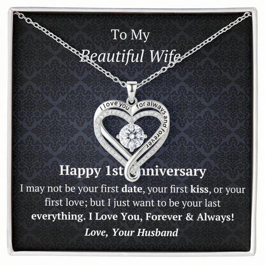 Wife 1st Anniversary Love You Always Heart Necklace