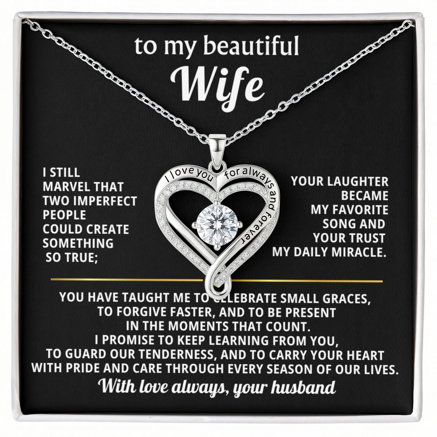 To My Wife Love You Always Heart Necklace Gift