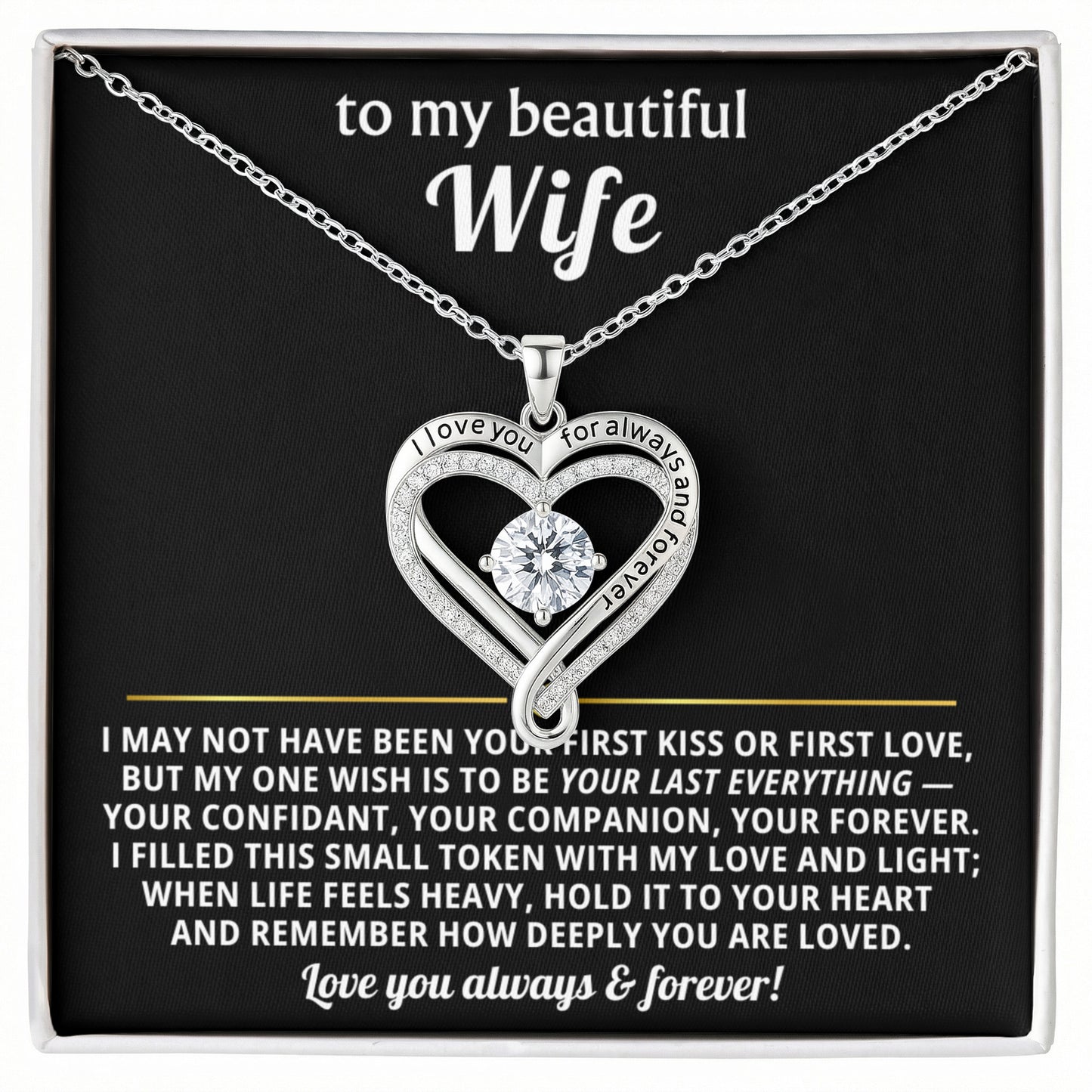 To My Wife Love You Always Heart Necklace Gift