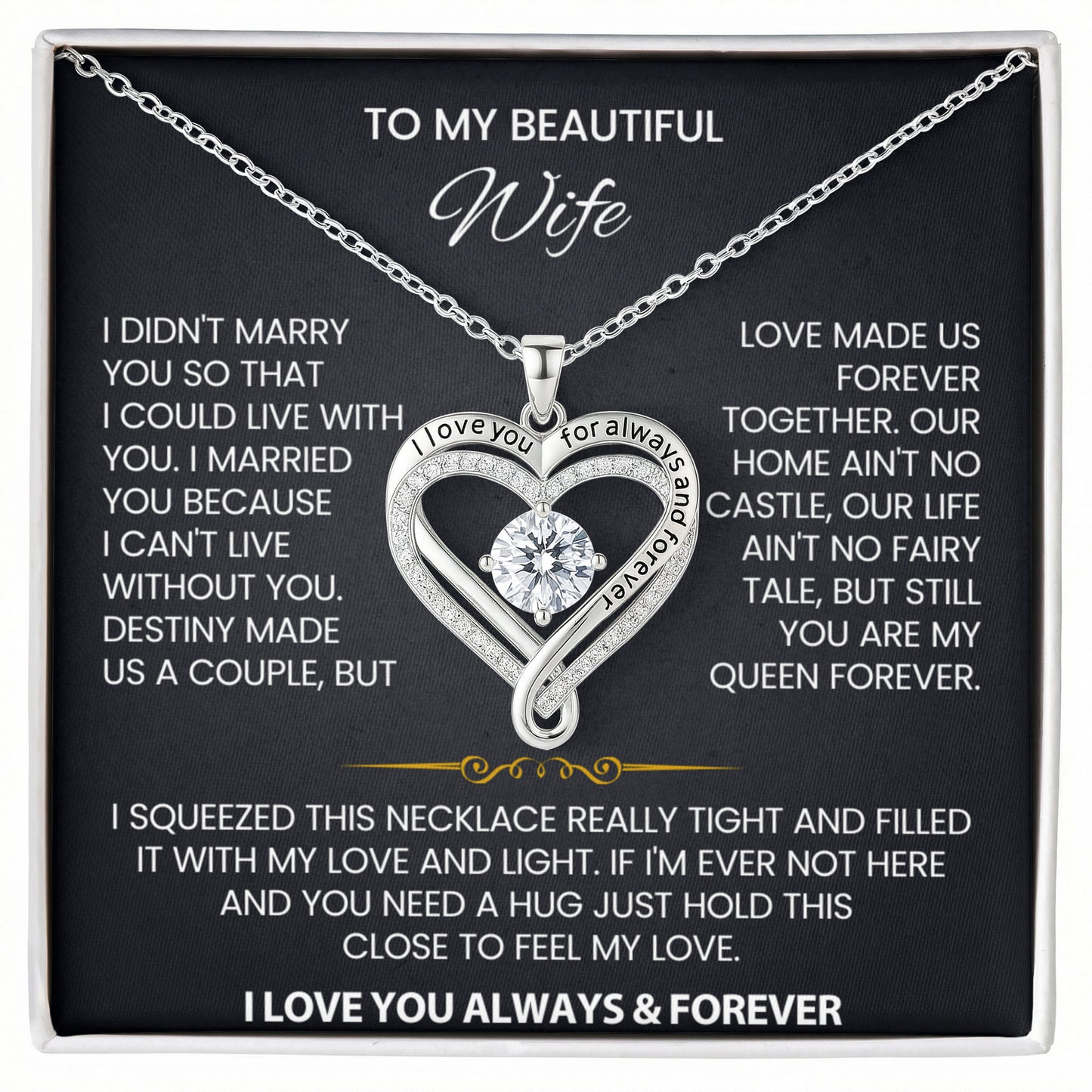 Wife Forever & Always Heart Necklace