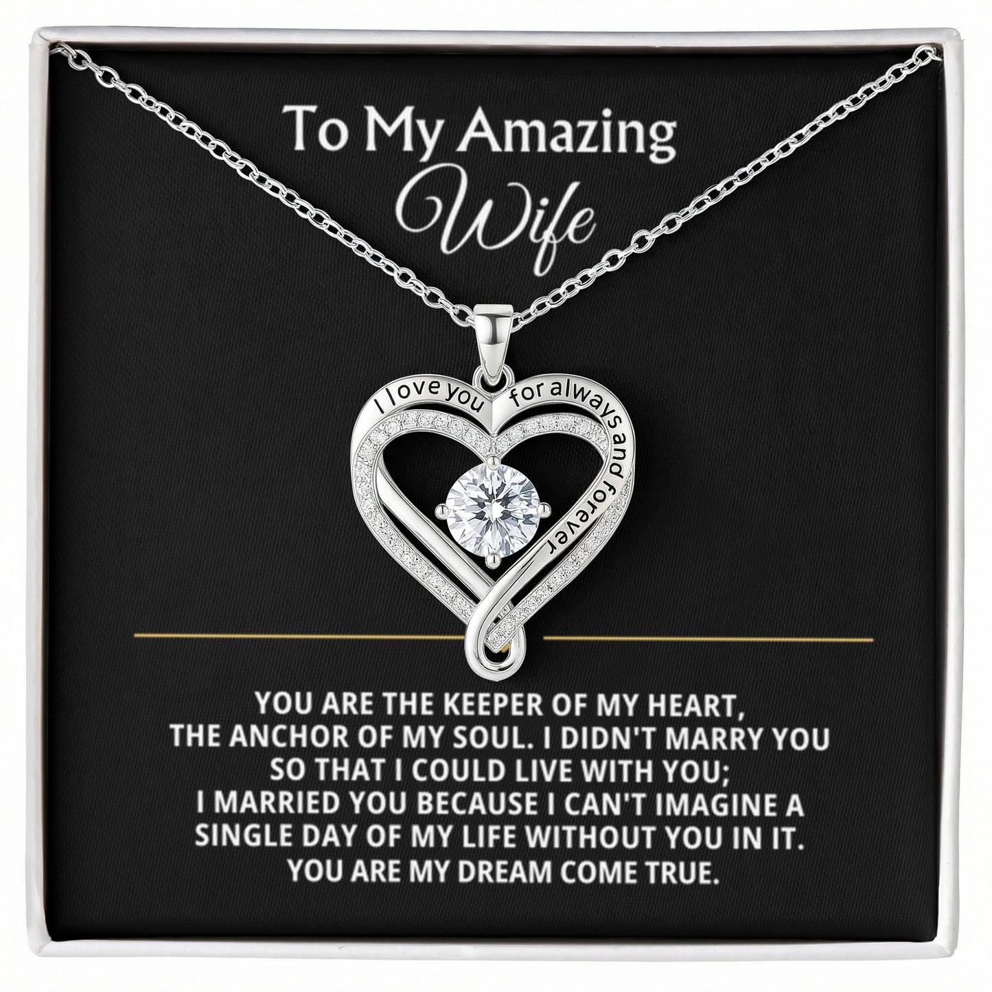 To My Wife Always & Forever Heart Necklace Gift