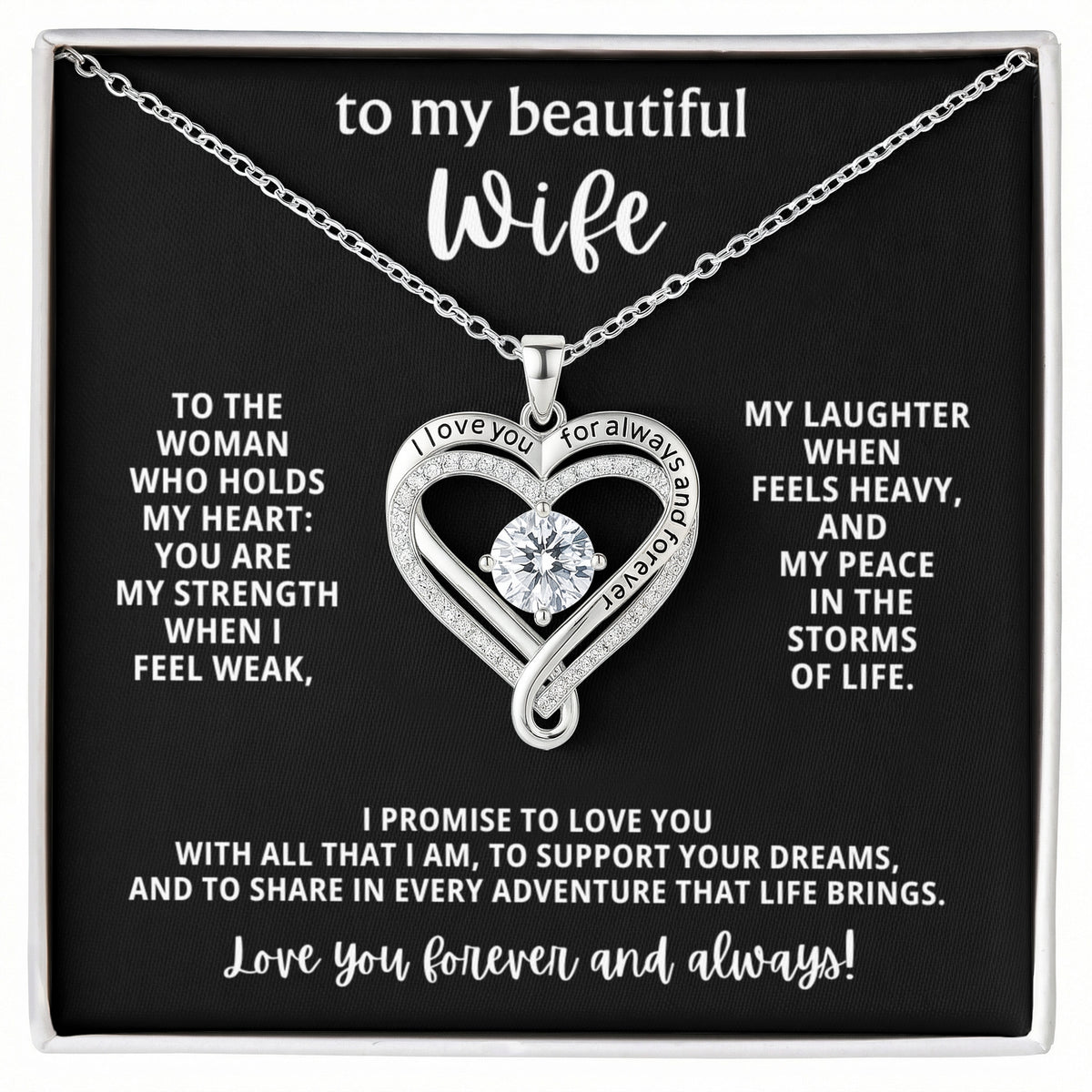 To My Wife Love You Always Heart Necklace Gift