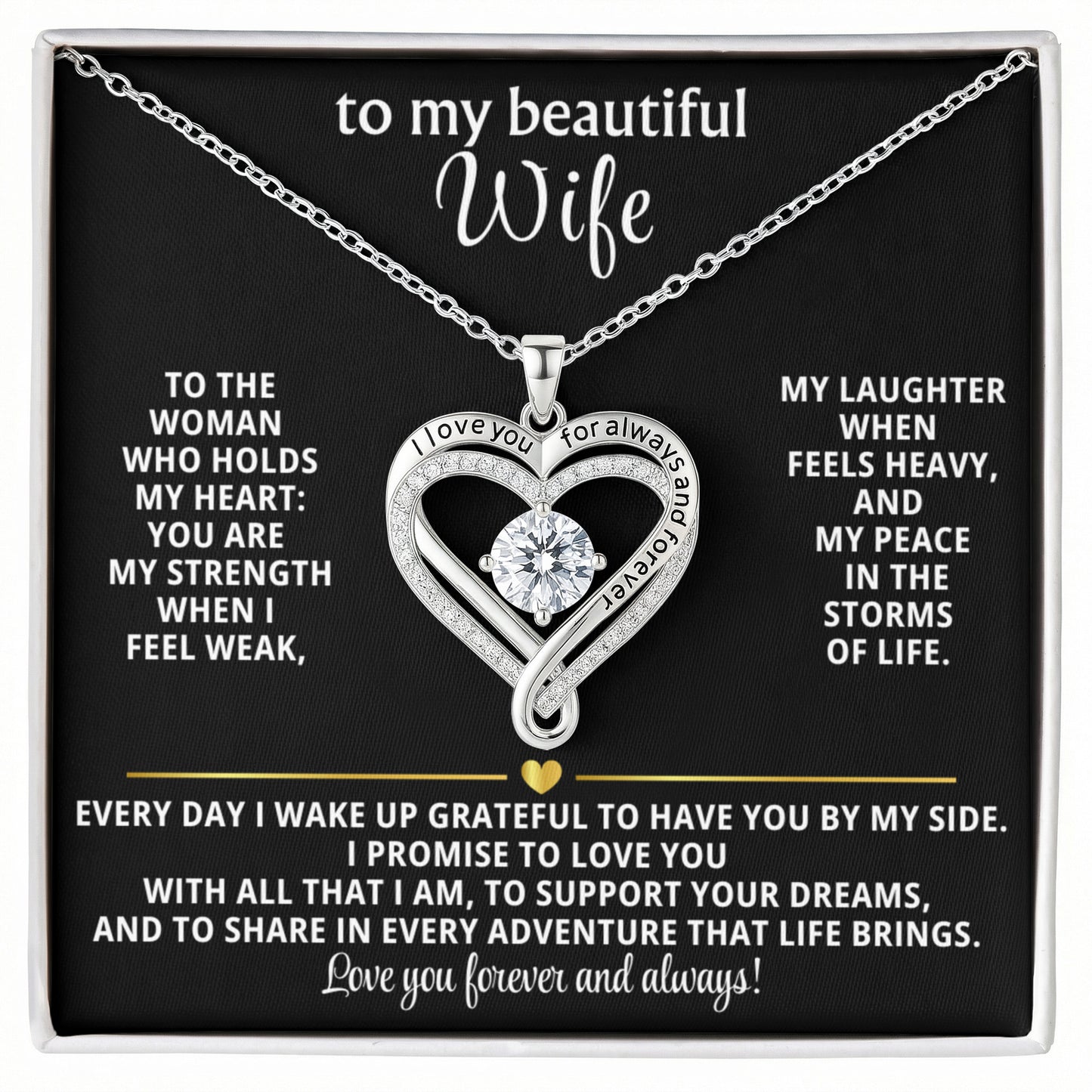 To My Wife Love You Always Heart Necklace Gift
