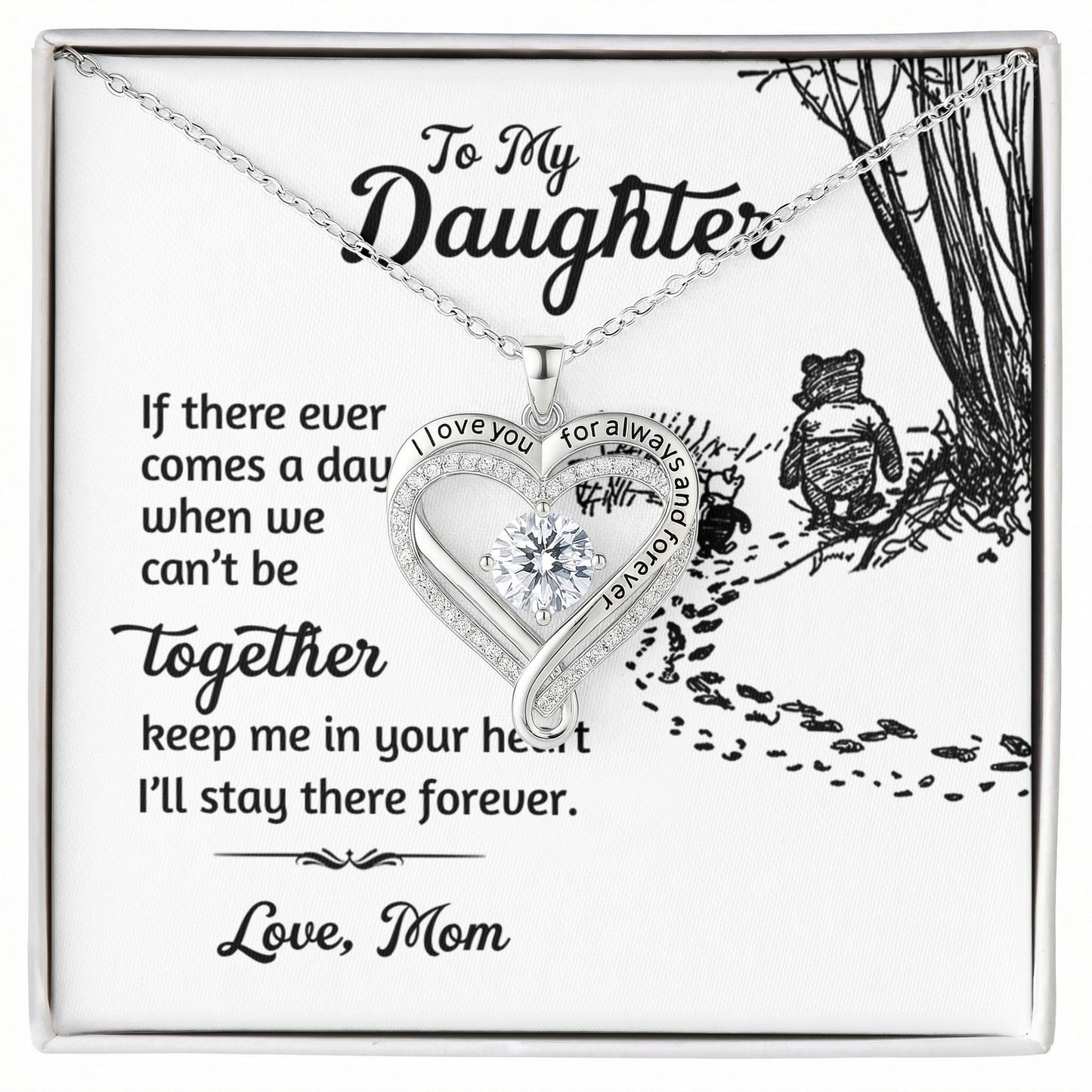 Daughter Forever & Always Heart Necklace Gift from Mom