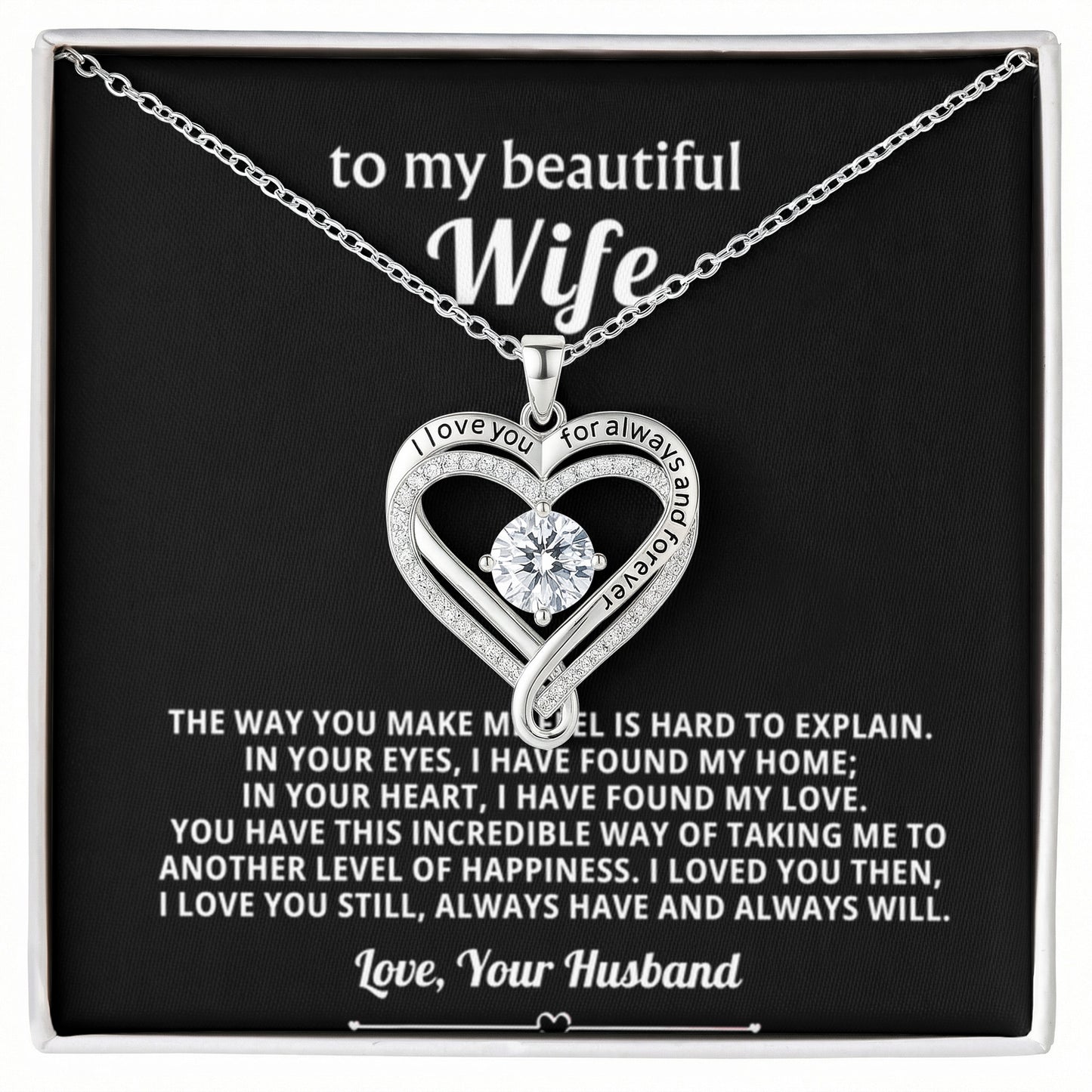 To My Wife Always & Forever Heart Necklace Gift