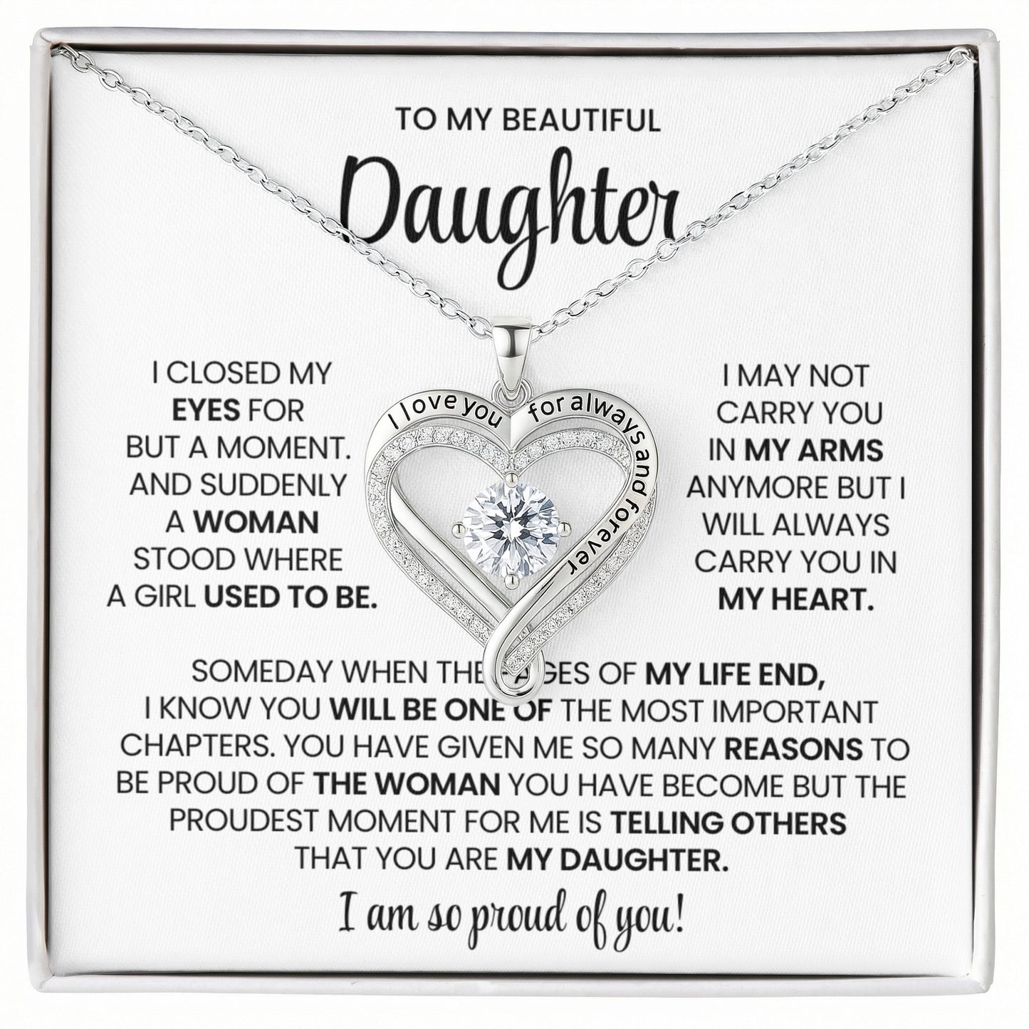 Daughter Love You Always Heart Necklace