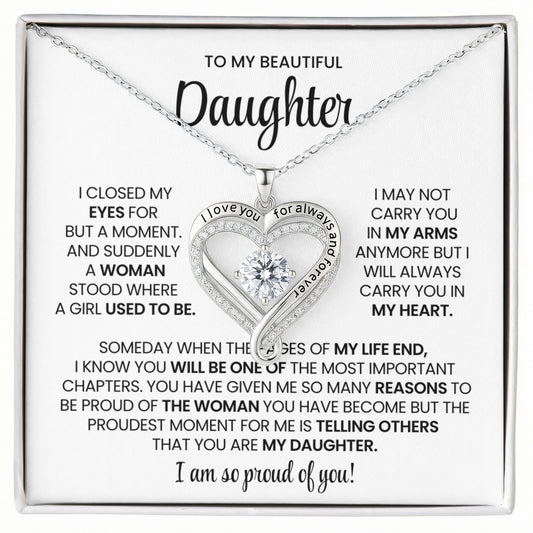 Daughter Love You Always Heart Necklace