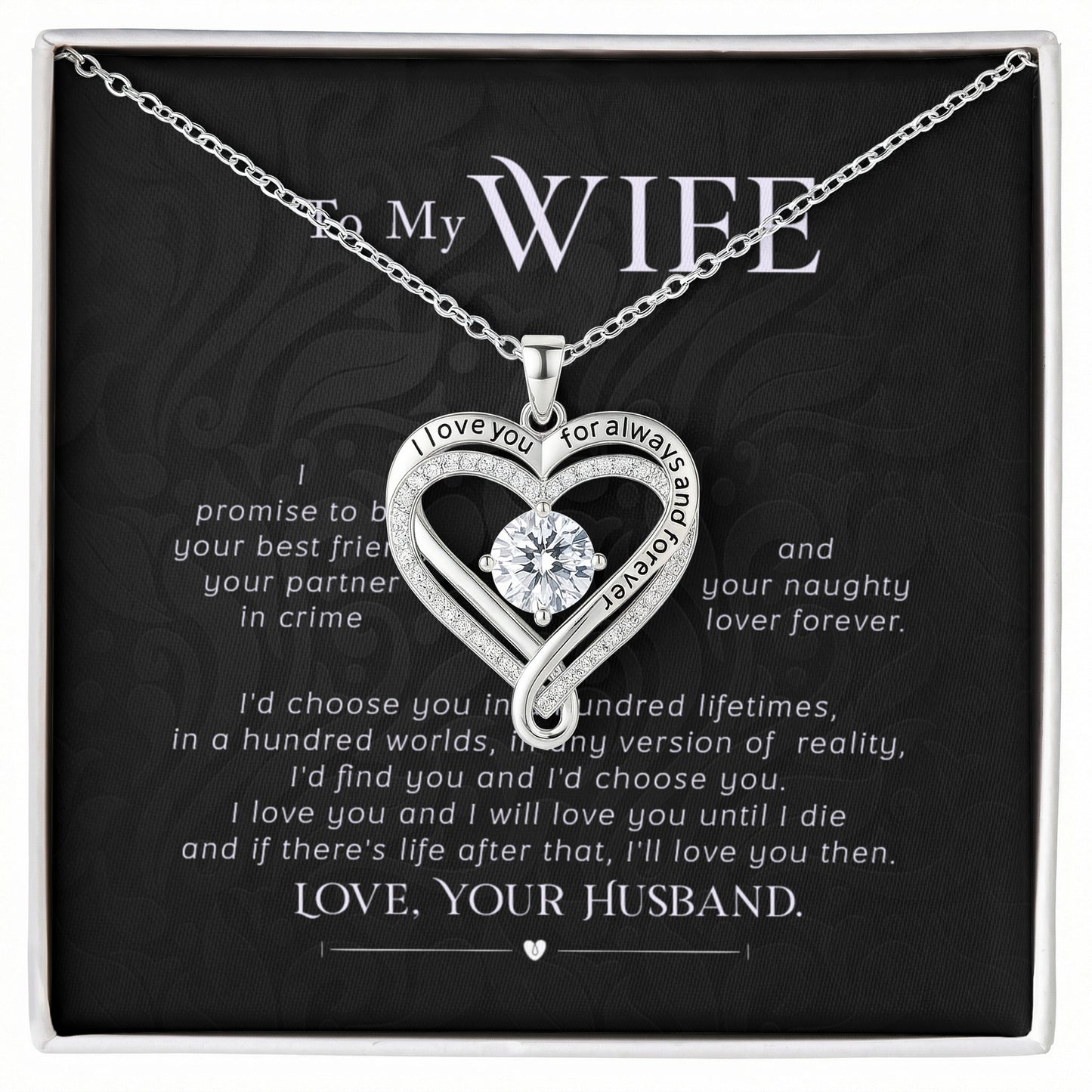 Wife Forever & Always Heart Necklace