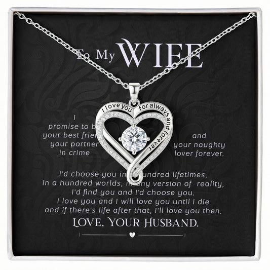 Wife Forever & Always Heart Necklace