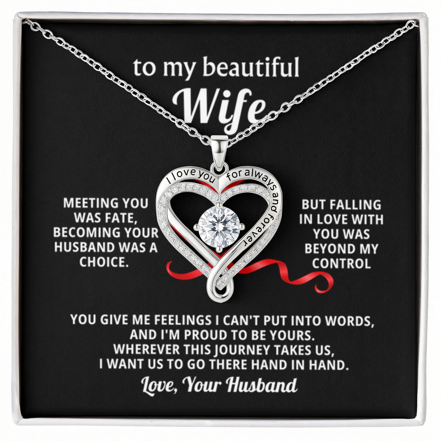 To My Wife Always & Forever Heart Necklace Gift