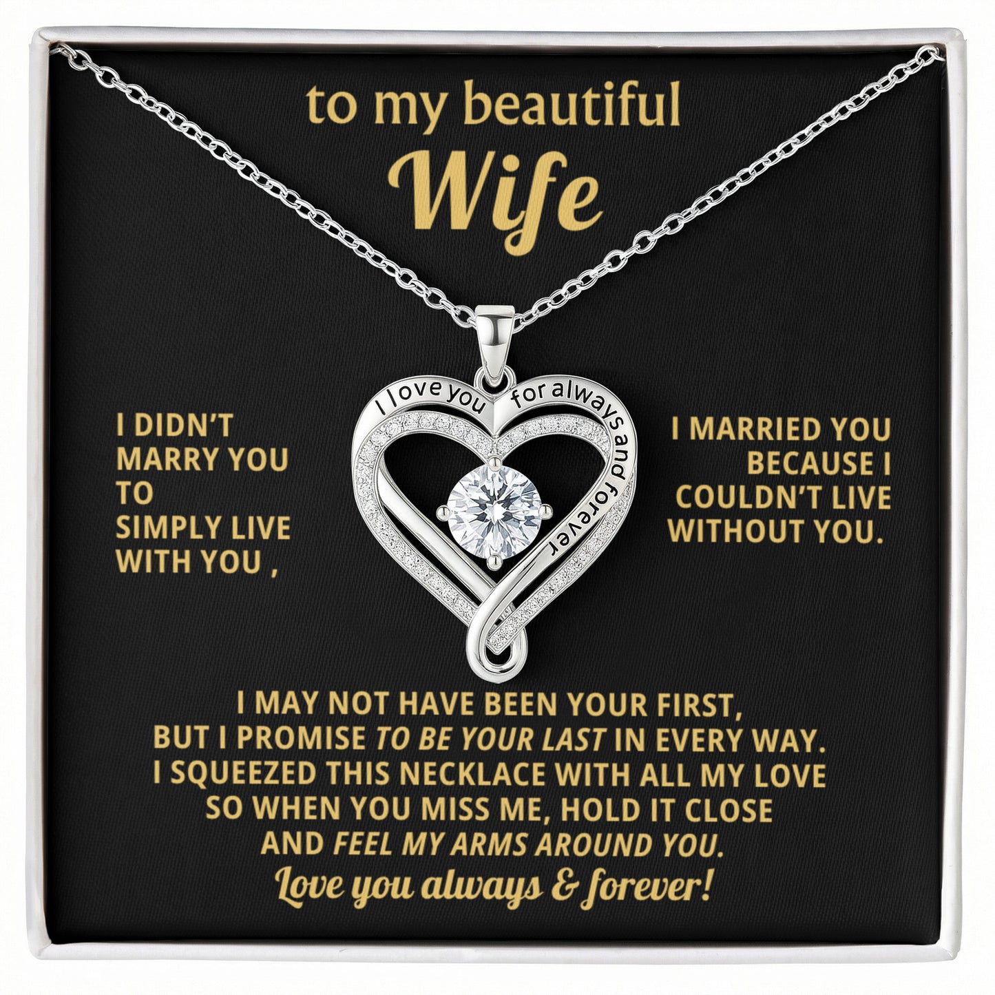 To My Wife Love You Always Heart Necklace Gift