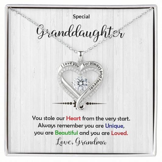 Granddaughter Love You Always Heart Necklace