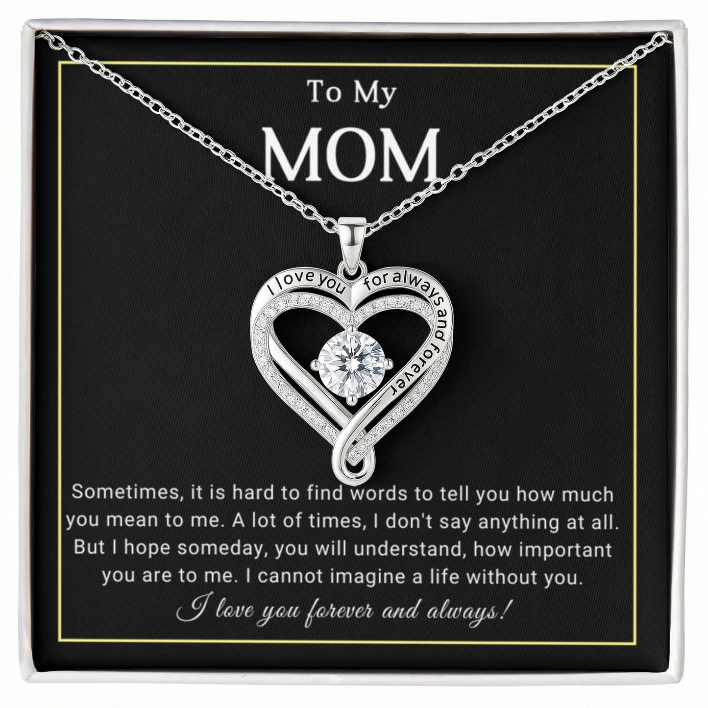 Mom Love You Always Heart Necklace