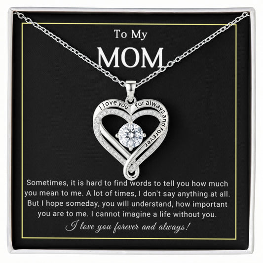 Mom Love You Always Heart Necklace