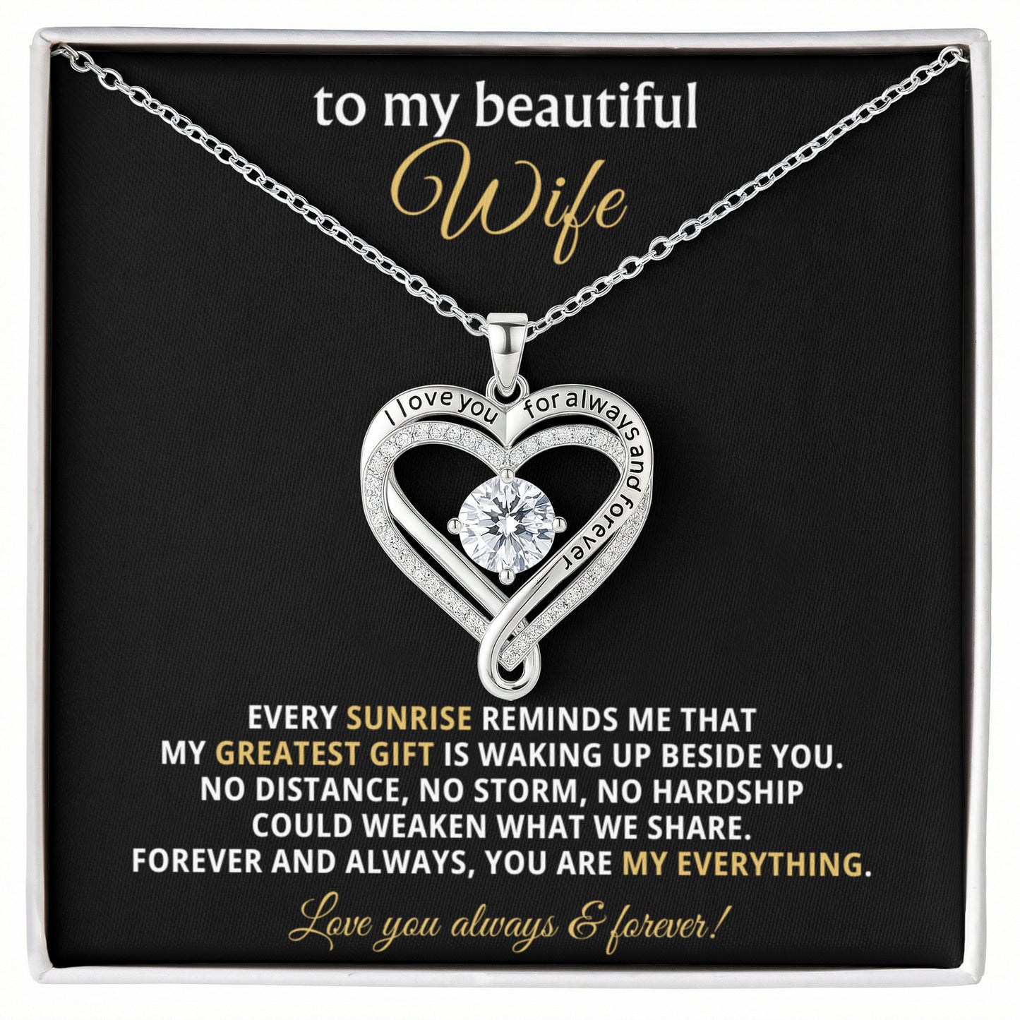 To My Wife Love You Always Heart Necklace Gift
