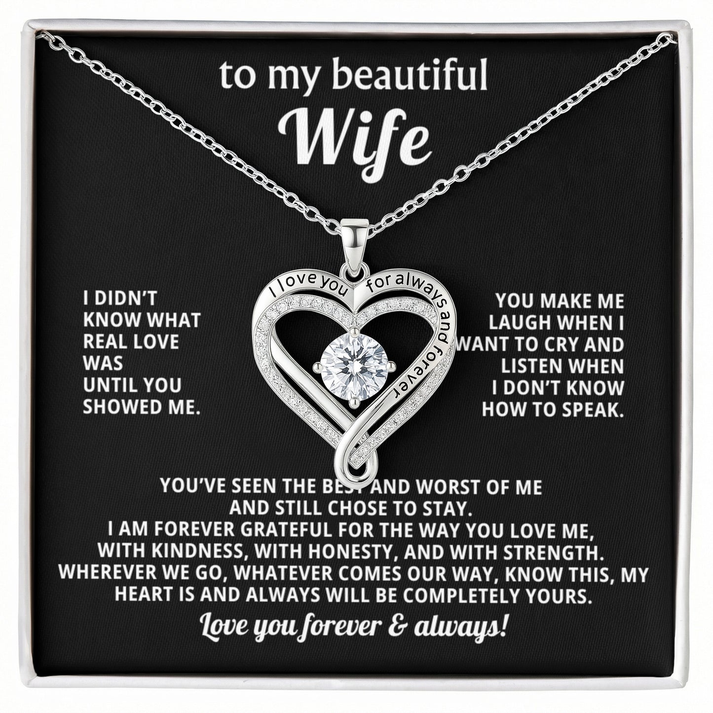 To My Wife Love You Always Heart Necklace Gift