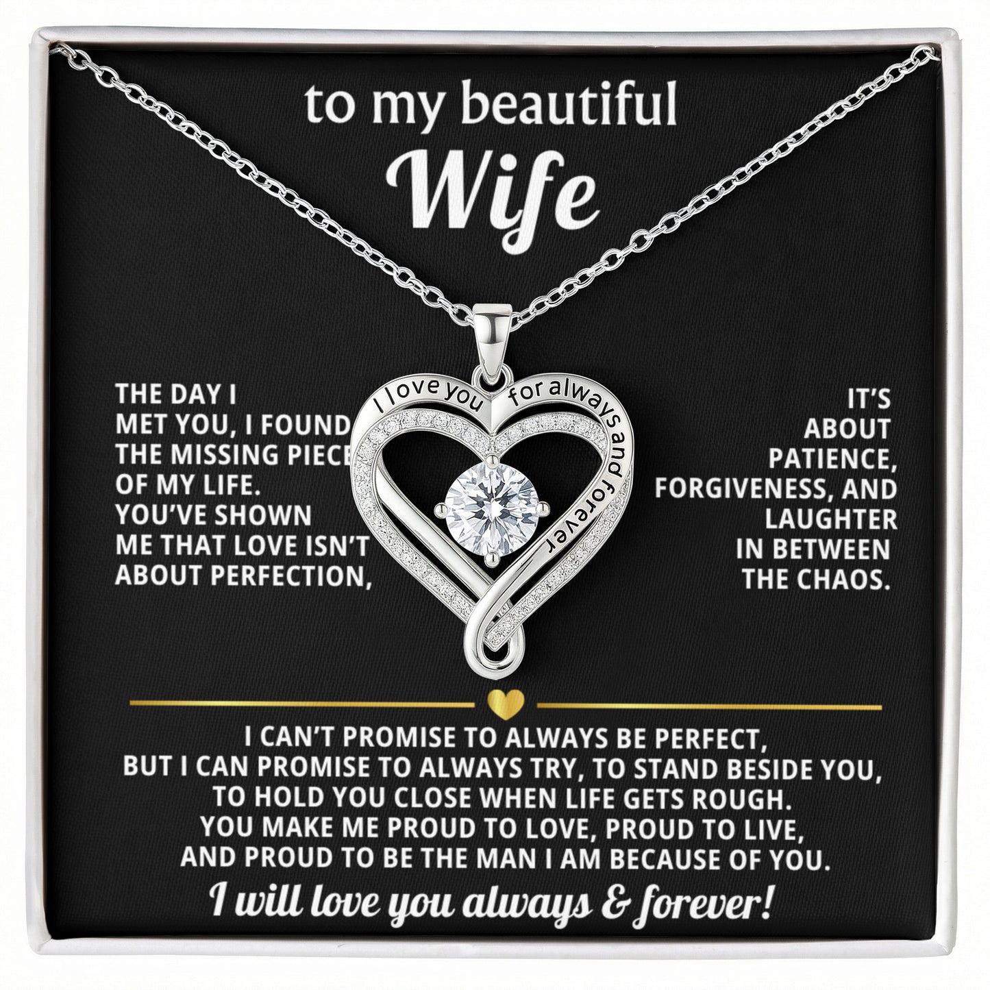To My Wife Love You Always Heart Necklace Gift