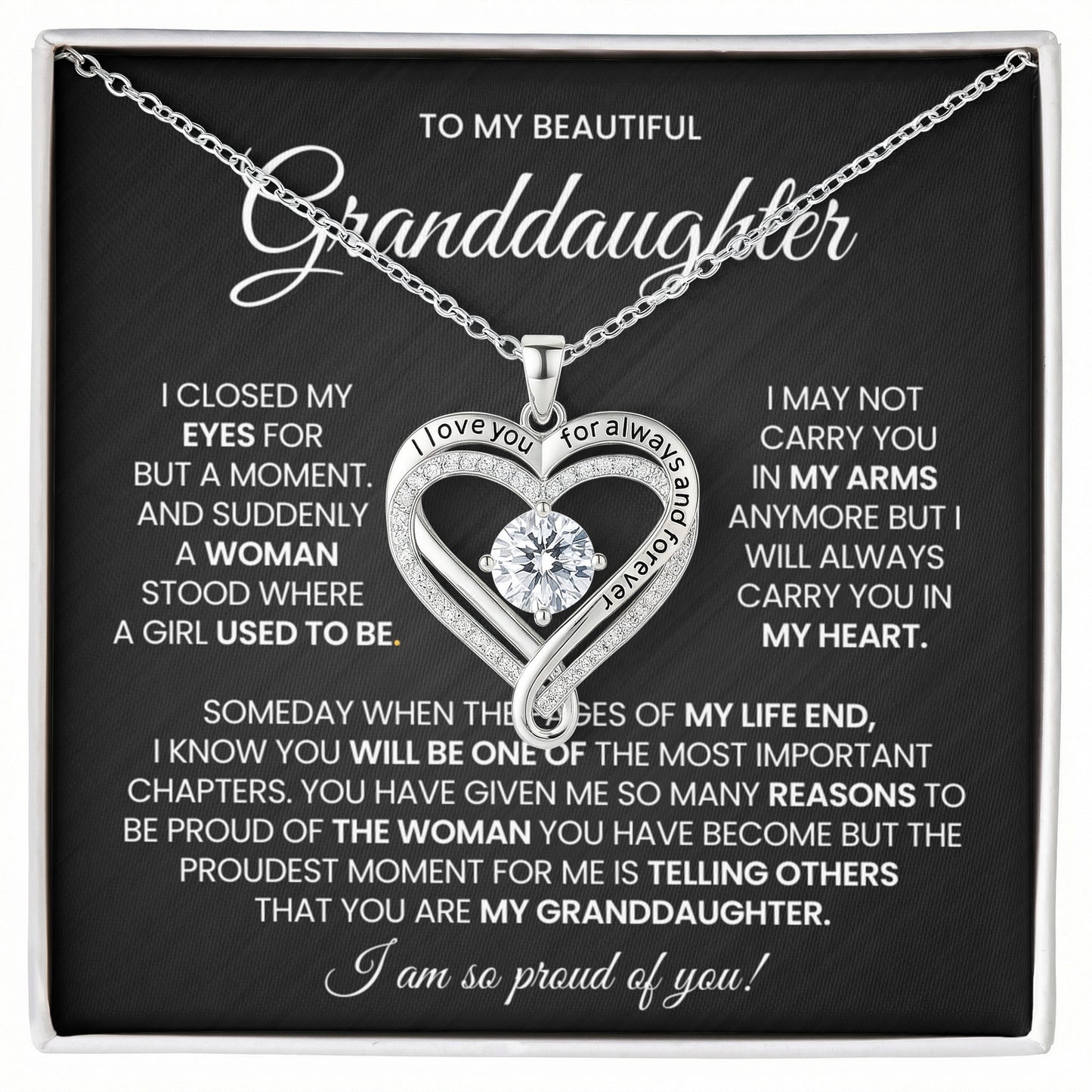 Granddaughter Wife Love You Always Heart Necklace