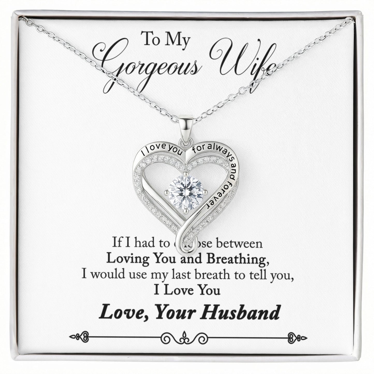 To My Wife Always & Forever Heart Necklace Gift