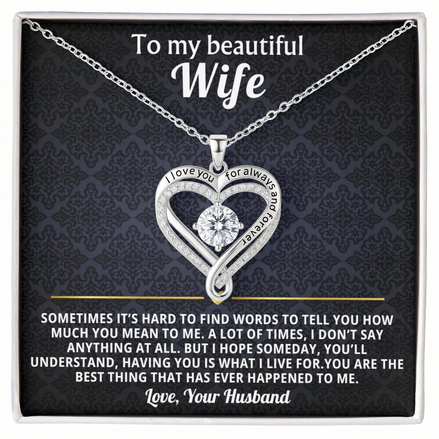 To My Wife Love You Always Heart Necklace Gift