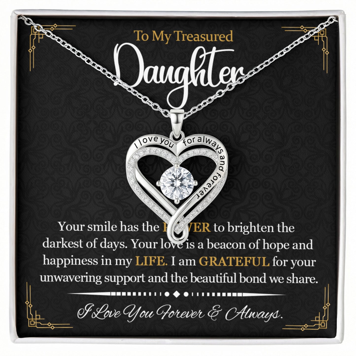 To My Daughter Always & Forever Heart Necklace Gift