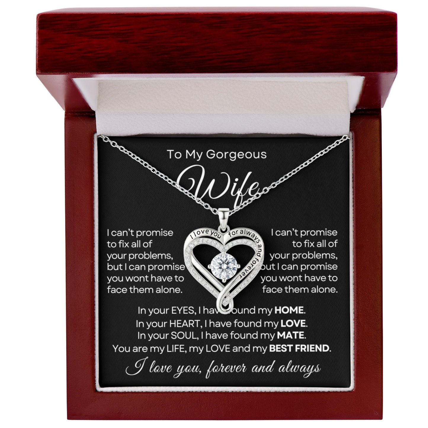 Wife Forever & Always Heart Necklace Gift