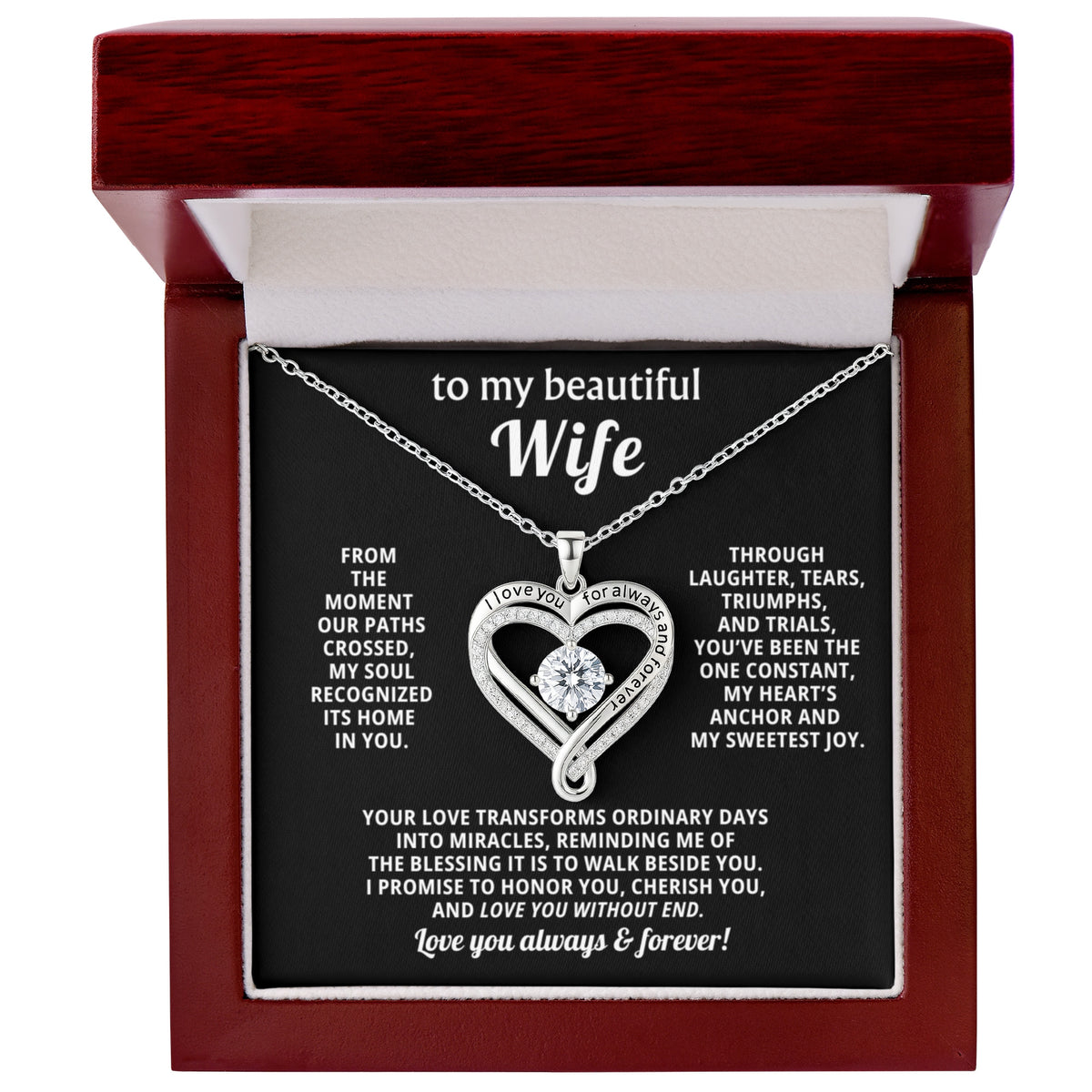 To My Wife Love You Always Heart Necklace Gift