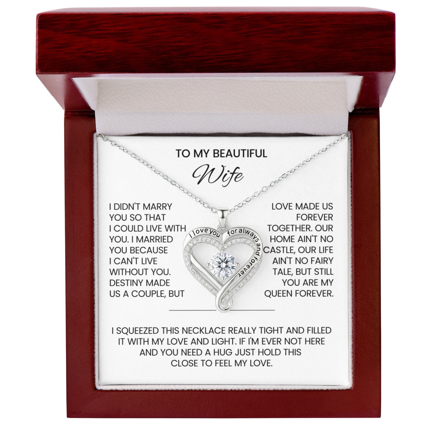 Wife Forever & Always Heart Necklace