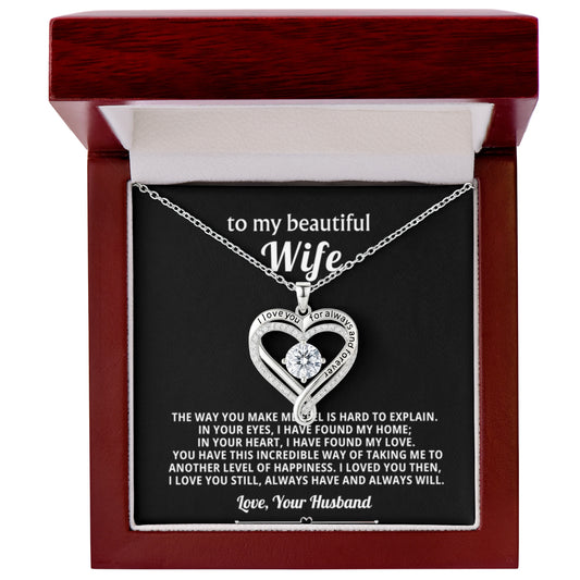 To My Wife Always & Forever Heart Necklace Gift