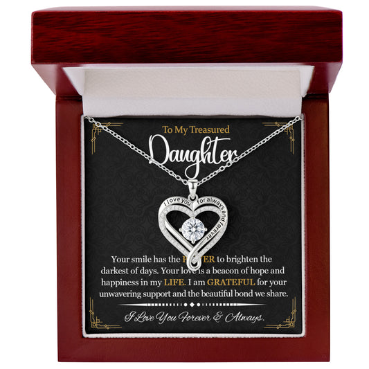 To My Daughter Always & Forever Heart Necklace Gift