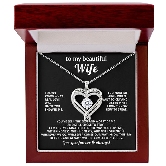 To My Wife Love You Always Heart Necklace Gift
