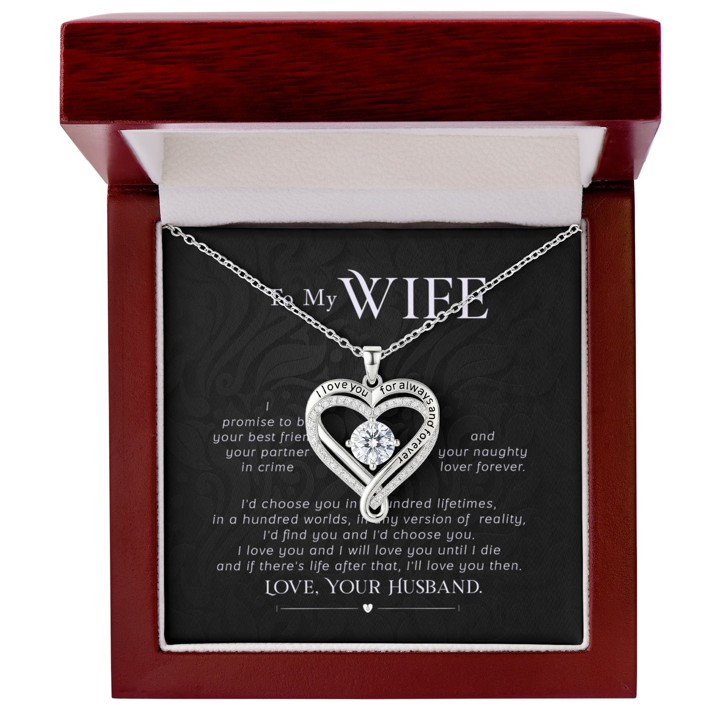 Wife Forever & Always Heart Necklace