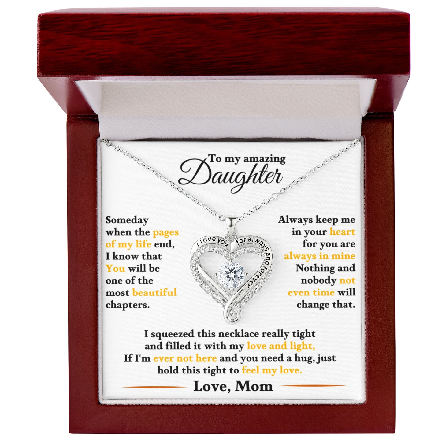 Daughter Love You Always Heart Necklace