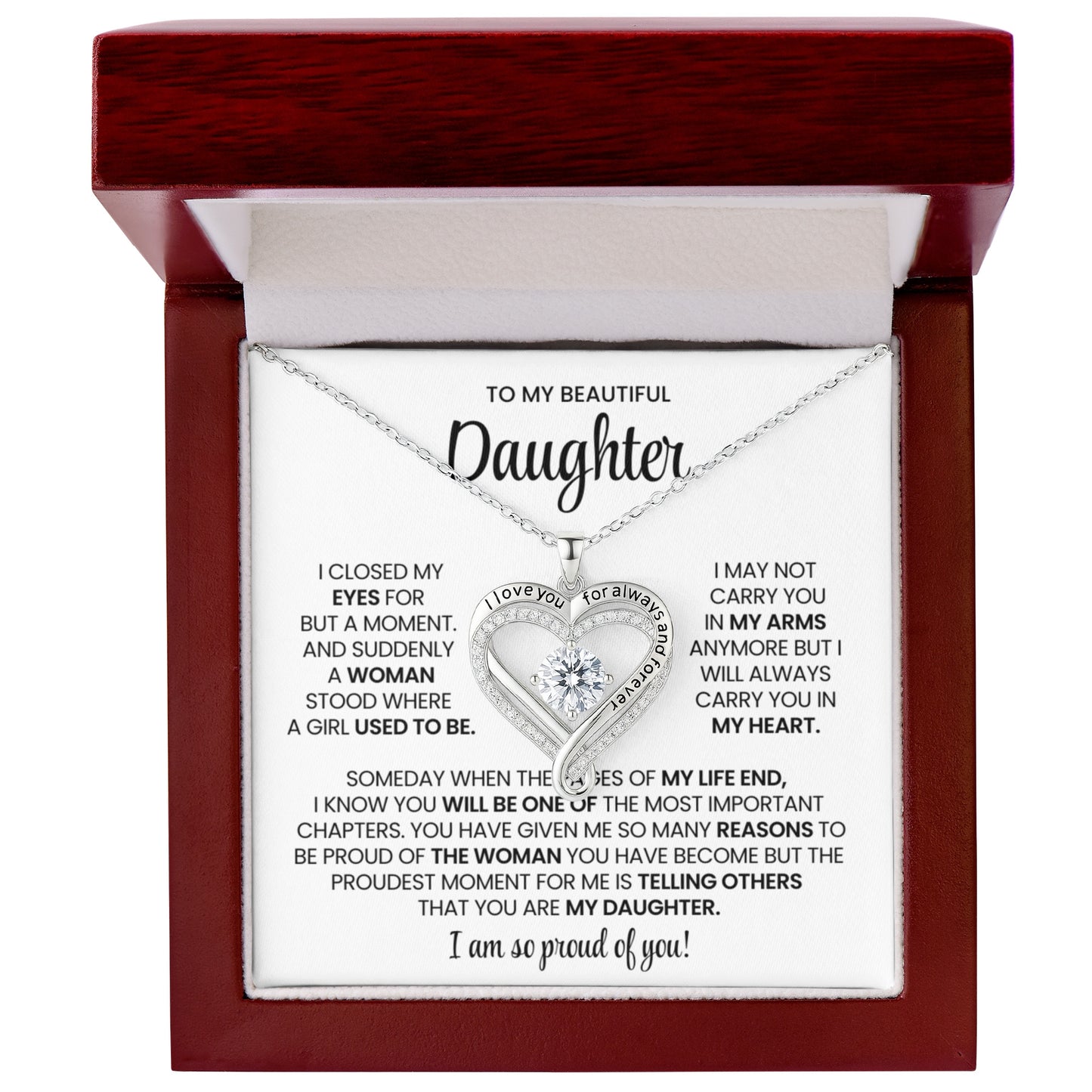 Daughter Love You Always Heart Necklace
