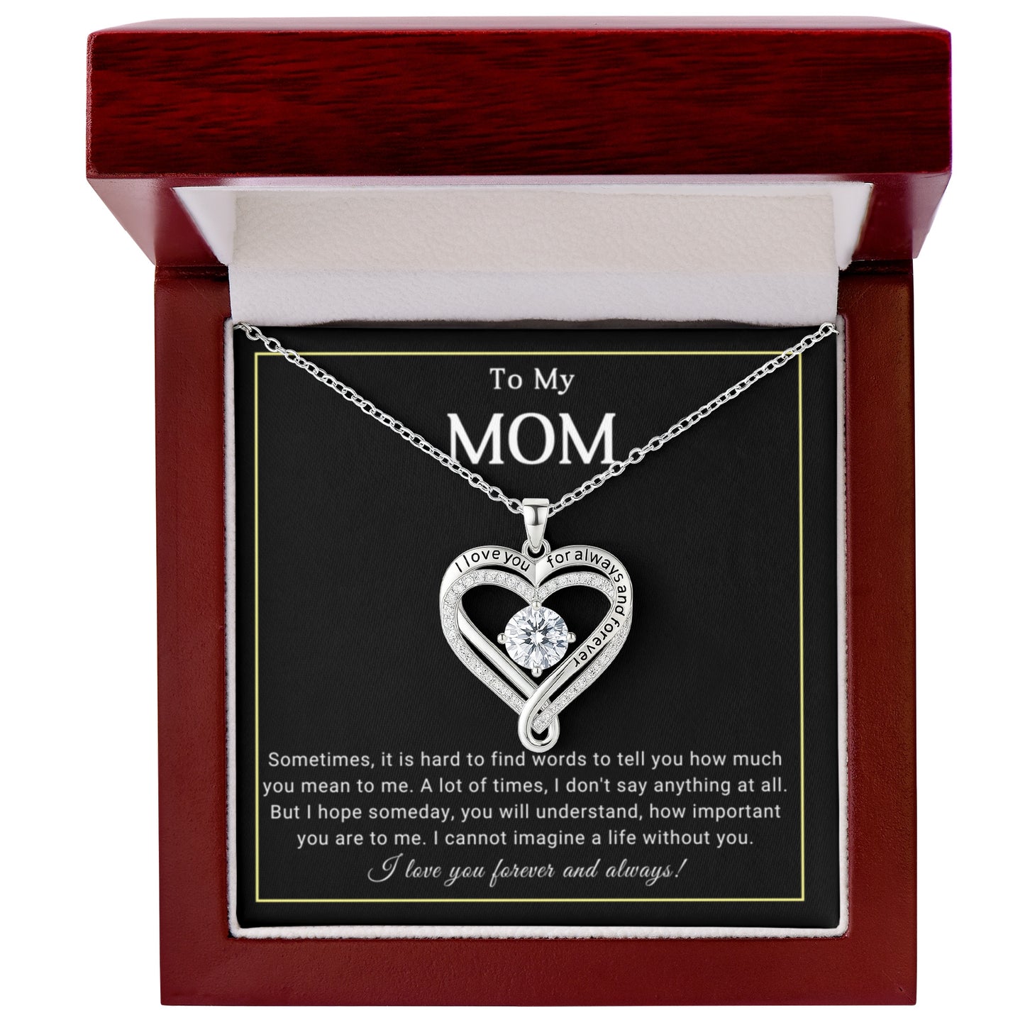 Mom Love You Always Heart Necklace