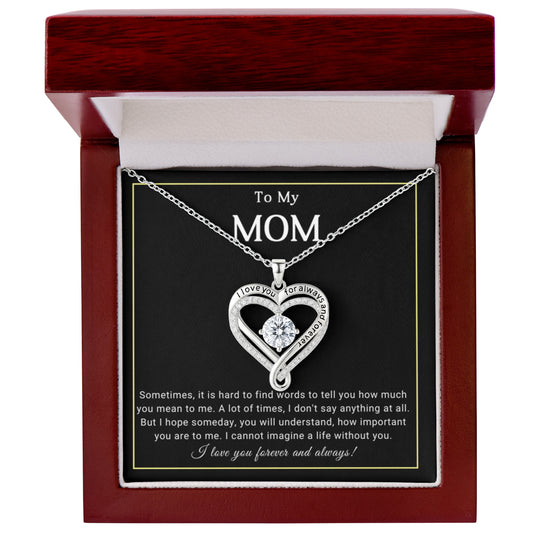 Mom Love You Always Heart Necklace