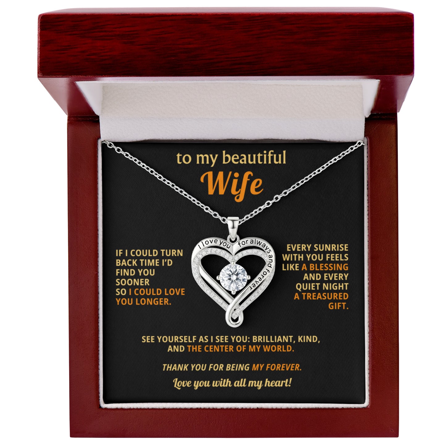 To My Wife Love You Always Heart Necklace Gift