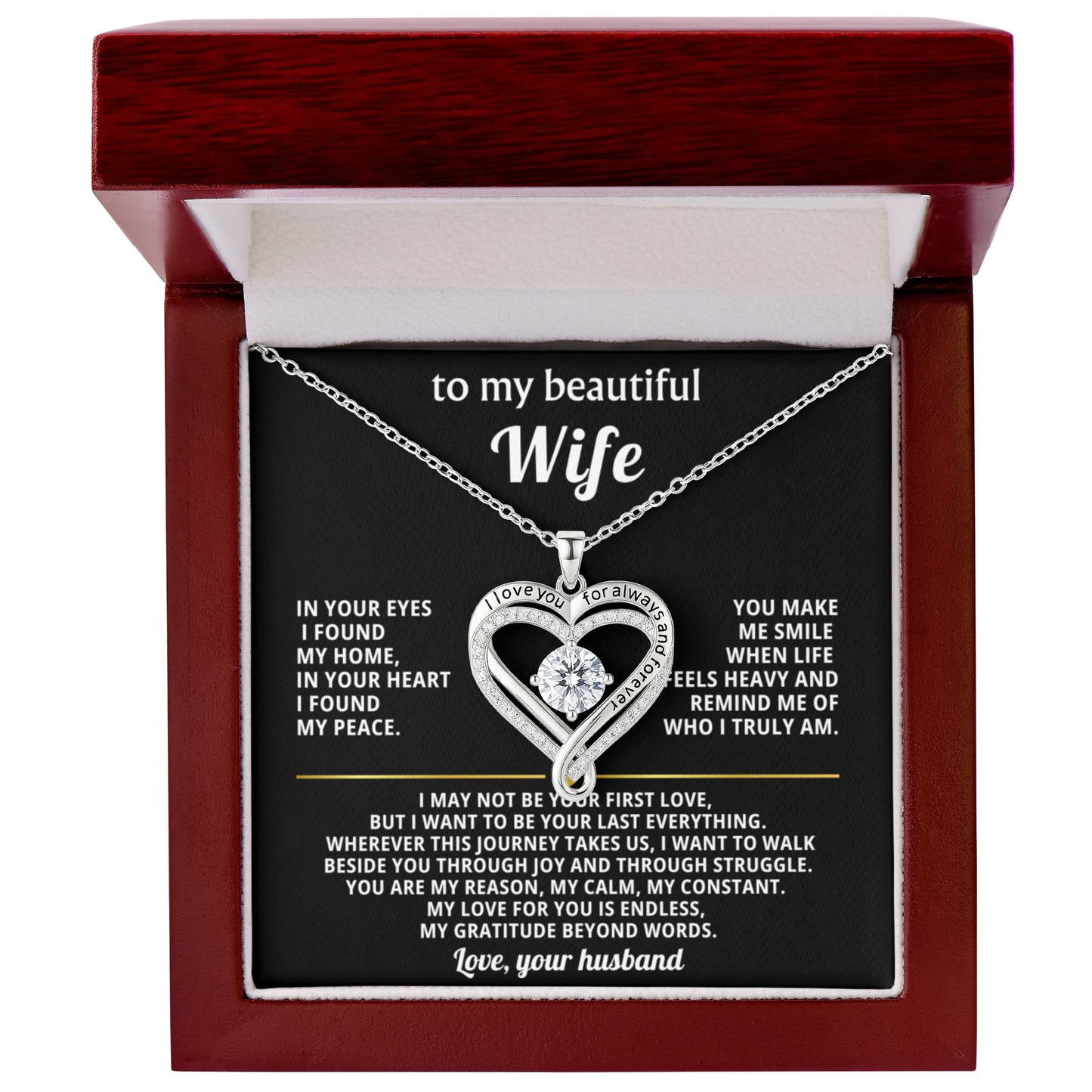 To My Wife Love You Always Heart Necklace Gift