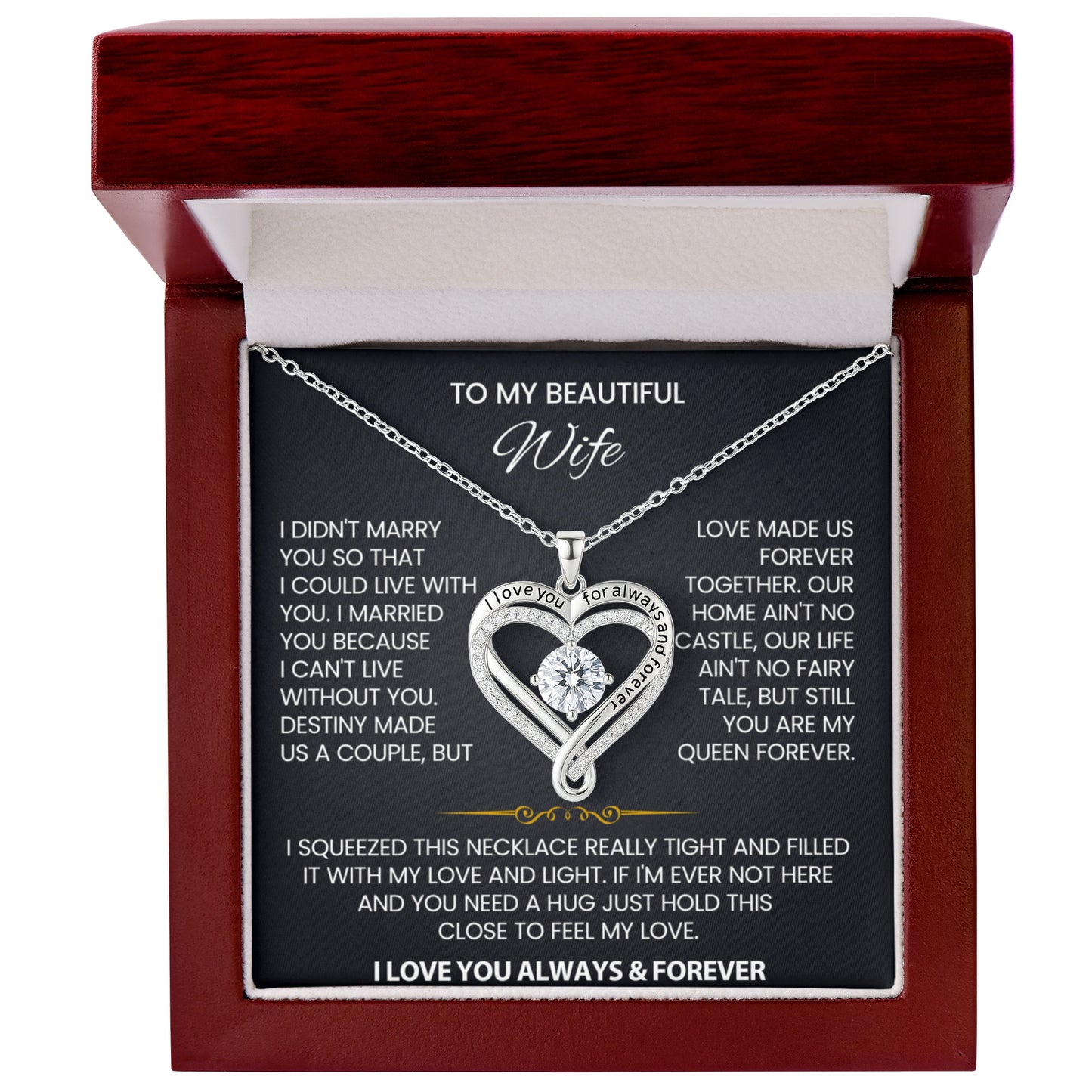 Wife Forever & Always Heart Necklace
