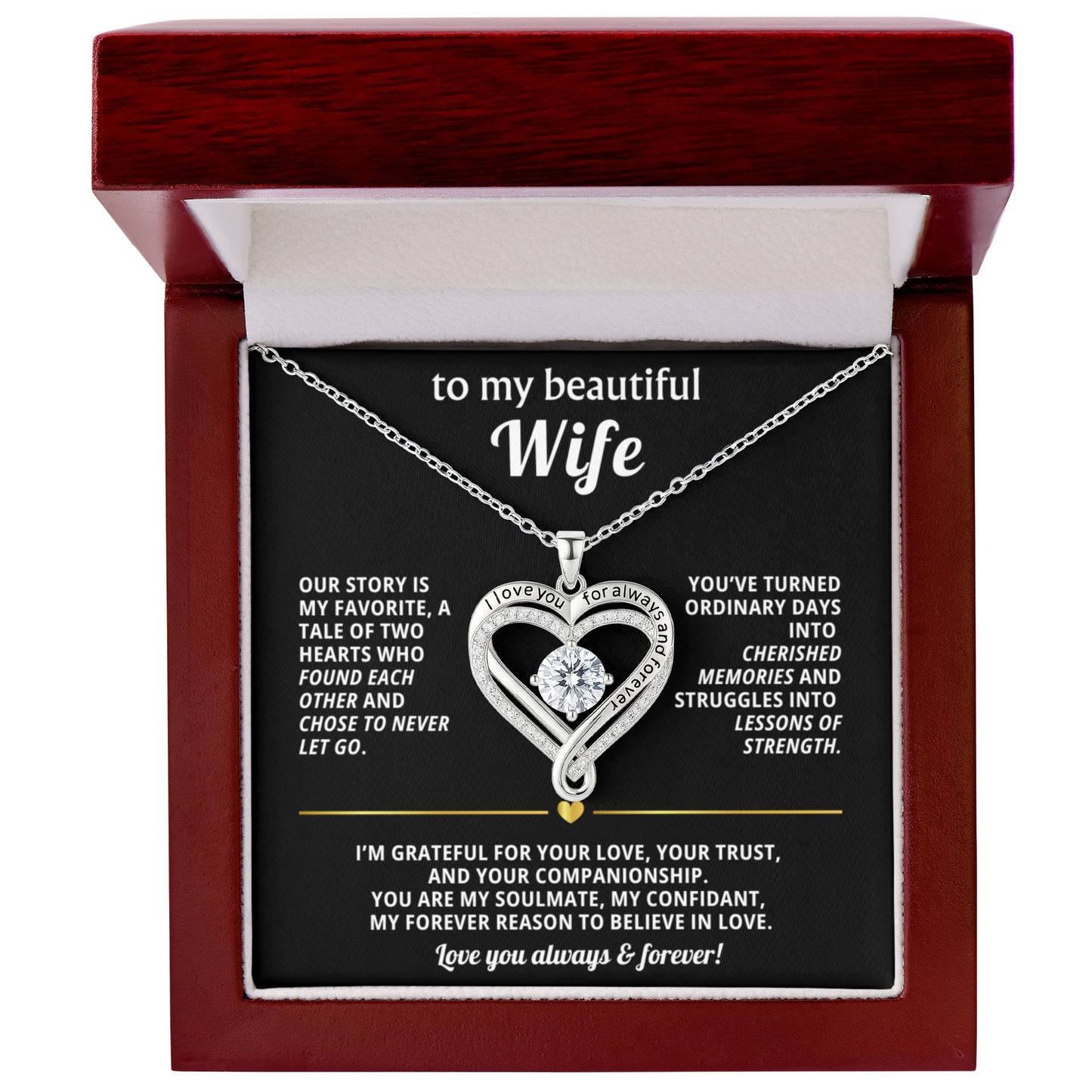 To My Wife Love You Always Heart Necklace Gift