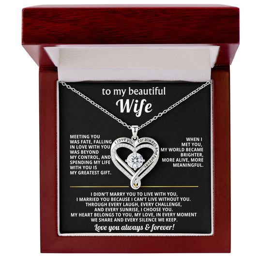 To My Wife Love You Always Heart Necklace Gift