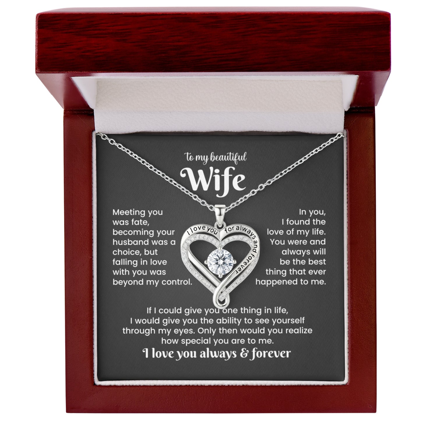 Wife Forever & Always Heart Necklace