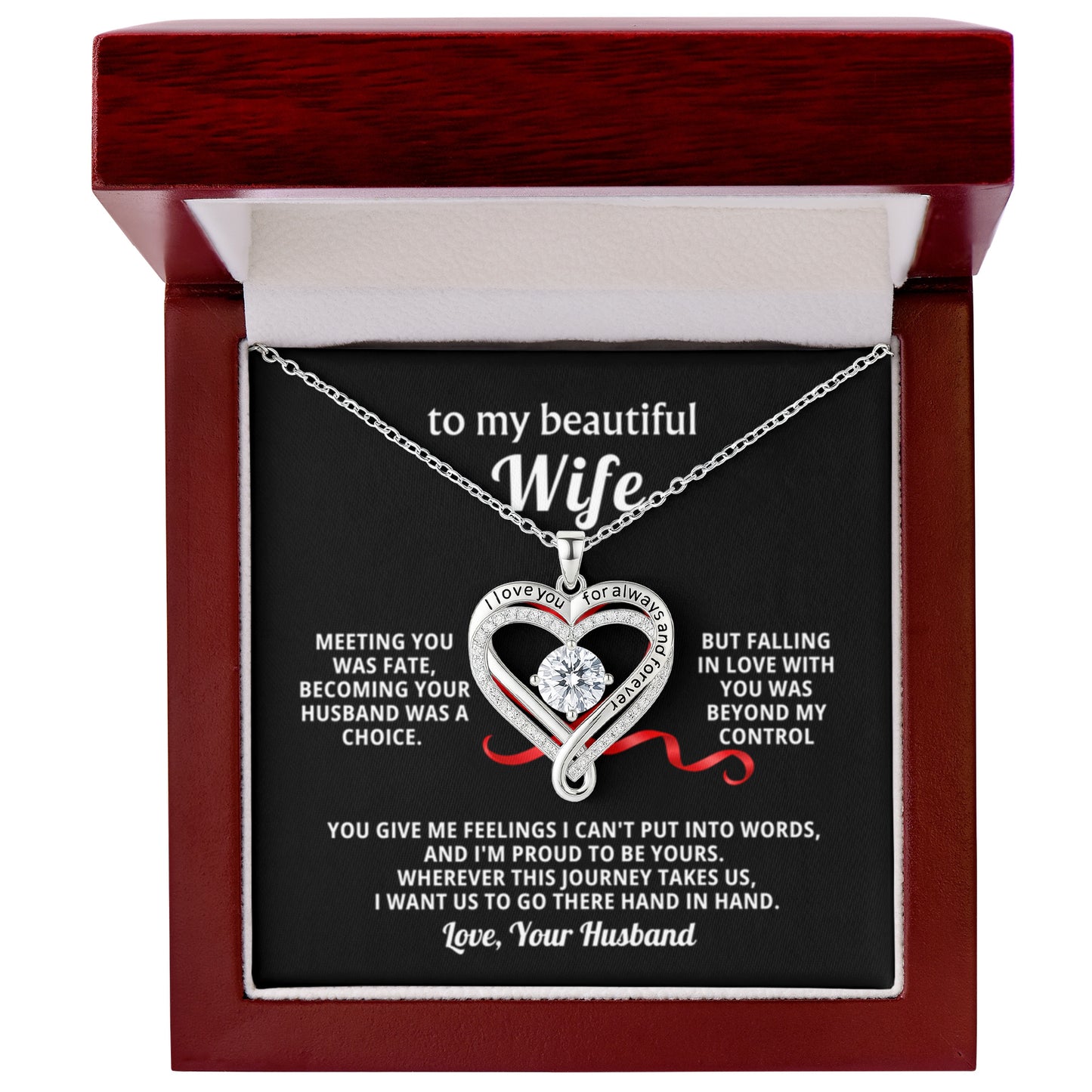 To My Wife Always & Forever Heart Necklace Gift