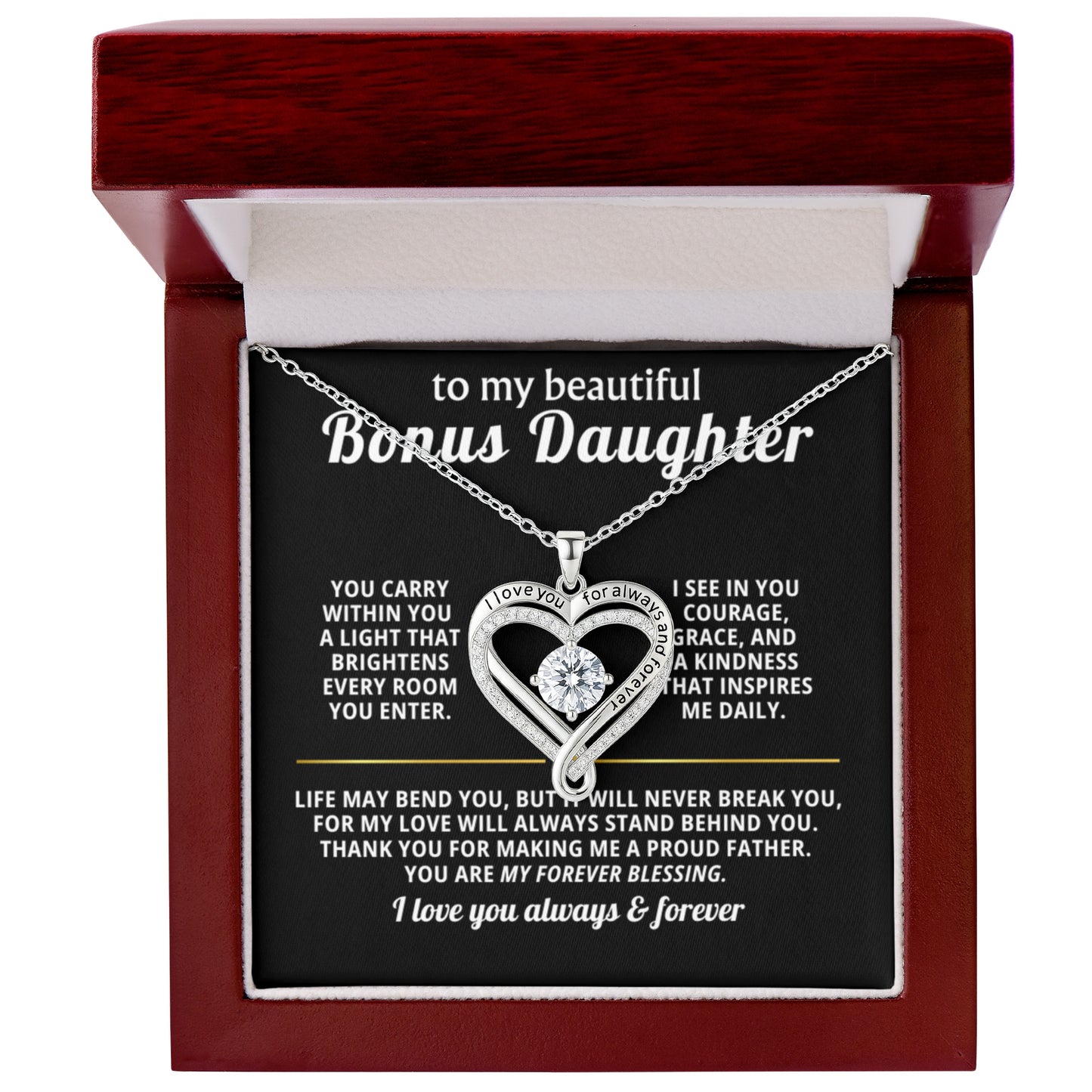Bonus Daughter Love You Always Heart Necklace
