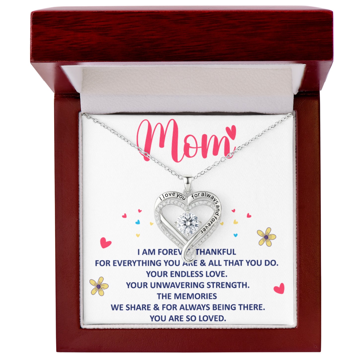 Mom Love You Always Heart Necklace