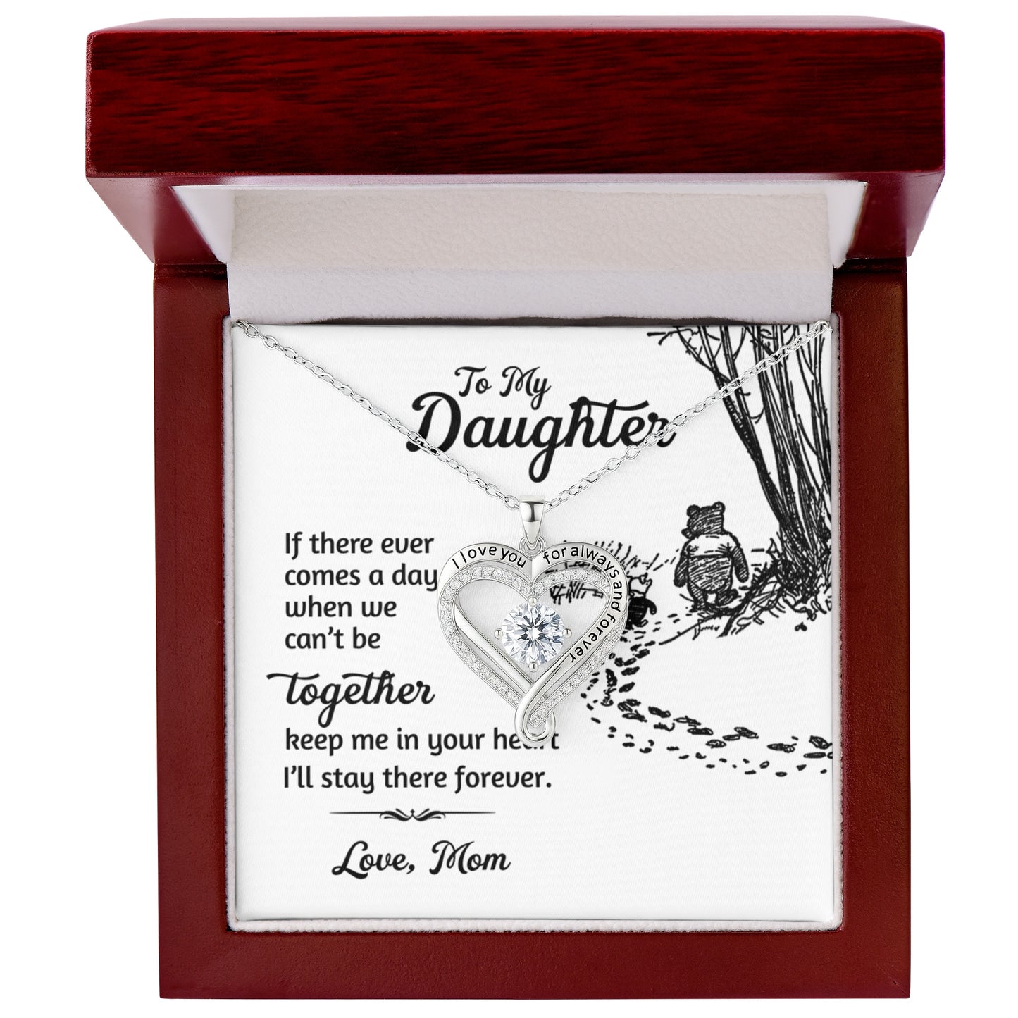 Daughter Forever & Always Heart Necklace Gift from Mom